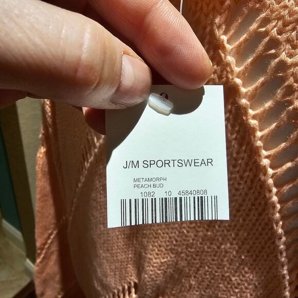 Cato XL Peach Open Knit Sweater NWT Crochet Boho Quiet Luxury Coastal Resort Top - Picture 11 of 15